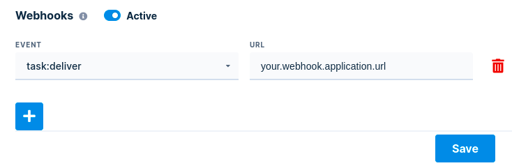 Webhook section Webhook section